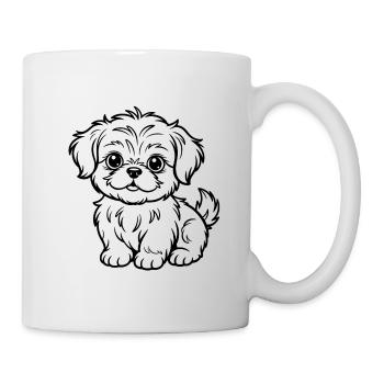Cuddly Dog Line Drawing - Mug - white - Right