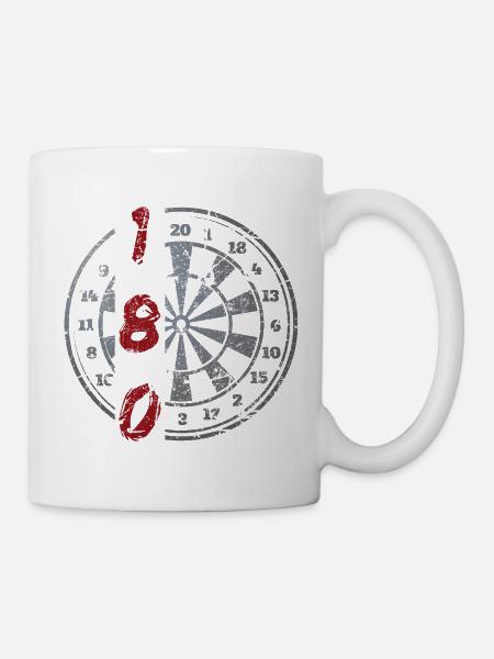 Darts 180 Vintage Dartscheibe - Tasse - Weiß