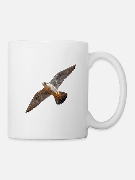 Peregrine falcon in gliding flight – power & precision - Mug - white