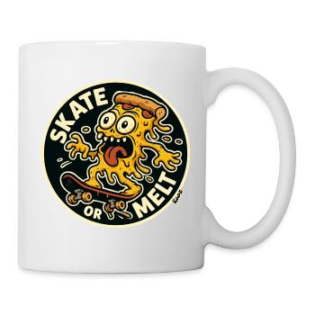 Pizza und Käse Monster auf Skateboard - Tasse - Weiß - Rechts