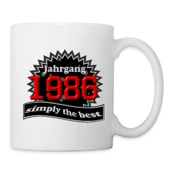 Jahrgang 1986 , 40. Geburtstag - Tasse - Weiß - Rechts