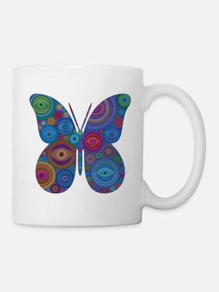 Papillon Œil Abstrait - Mug blanc - blanc