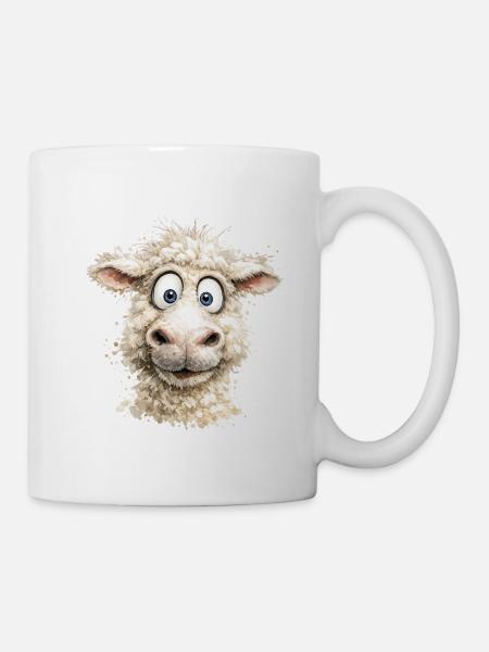 Lachendes Schaf Cartoon-Pop - Tasse - Weiß