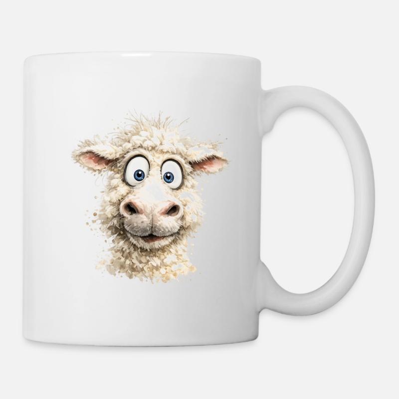 Lachendes Schaf Cartoon-Pop - Tasse - Weiß