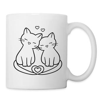 Amour de couple de chats mignons | Douce Romance - Mug blanc - blanc - Droite