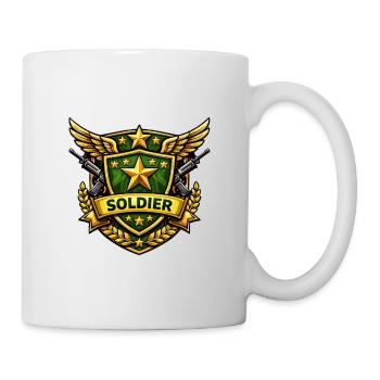 Bouclier de soldat avec étoiles et ailes - Mug blanc - blanc - Droite