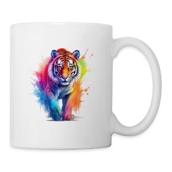 Tigre arc-en-ciel en aquarelle couleur éclaboussure. Look - Mug blanc - blanc - Droite