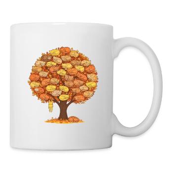 Katzenbaum Herbst - Süße schlafende Katzen Design - Tasse - Weiß - Rechts