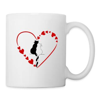 Katzenpaar-Liebe - Tasse - Weiß - Rechts