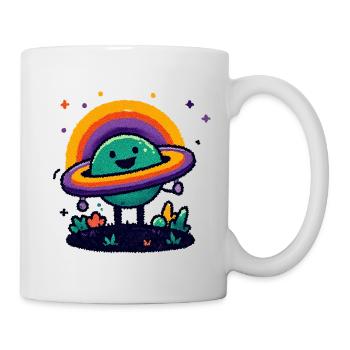 Bunter Planet mit Ring - Tasse - Weiß - Rechts