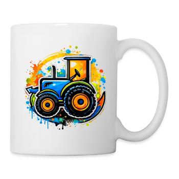 Bunter Traktor im Graffiti-Stil   - Tasse - Weiß - Rechts