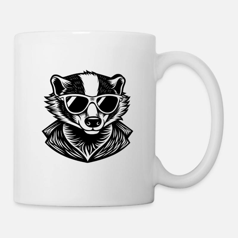 Dachs mit Sonnenbrille - Tasse - Weiß