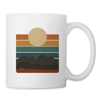 Sonnenuntergang über Bergstreifen Geschenkidee - Tasse - Weiß - Rechts