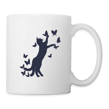 nekomata with butterflies - Mug - white - Right