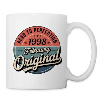 Geburtstag 1998, Februar 1998, geboren im Februar 1998 - Tasse - Weiß - Rechts