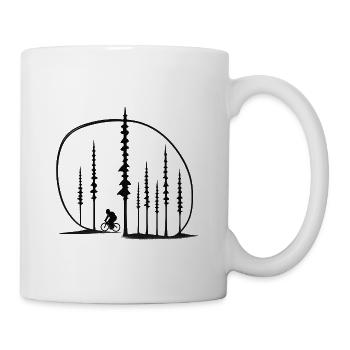 Forest Path Cyclist Silhouette Gift Idea Friends - Mug - white - Right