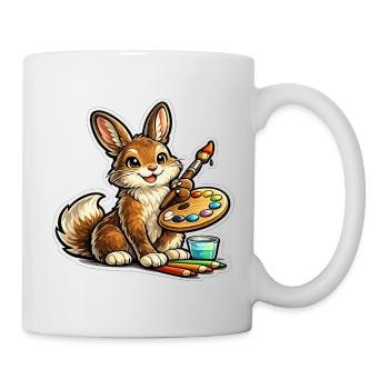 Artiste lapin avec palette - Mug blanc - blanc - Droite