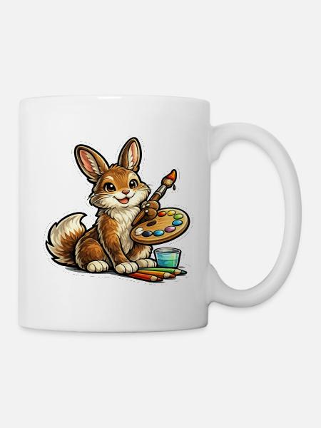 Kaninchen Künstler mit Palette - Tasse - Weiß