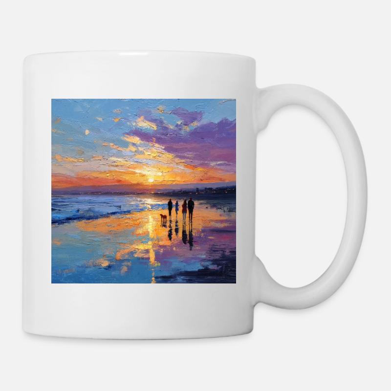 Coucher de soleil sur la mer - Mug blanc - blanc
