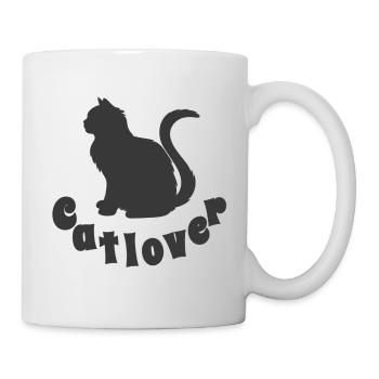 katze sitzend - Tasse - Weiß - Rechts