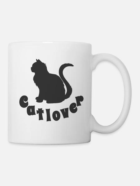 Katzenliebe Silhouette mit Text - Tasse - Weiß