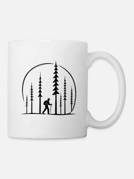 Forest Hiker Silhouette Circle Gift Switzerland - Mug - white