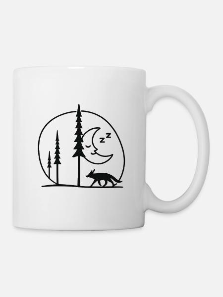 Lunar Night Fox Forest Silhouette Fans Gift - Mug - white