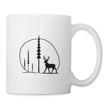 Hirschsilhouette im Waldkreis geschenkidee - Tasse - Weiß - Rechts