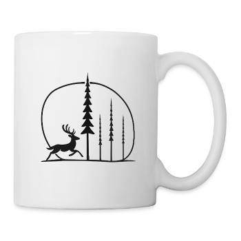 Hirsch im Mondwald Fans geschenkidee Wanderer gift - Tasse - Weiß - Rechts