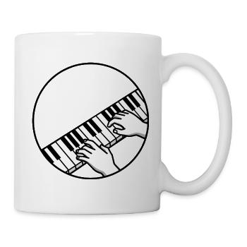 Black and White Piano Piano Keys Hands Motif - Mug - white - Right