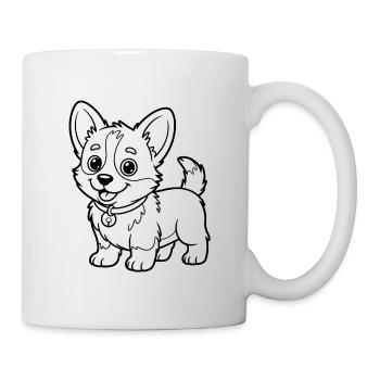 Kleiner Chow Pup Linienzeichnung - Tasse - Weiß - Rechts