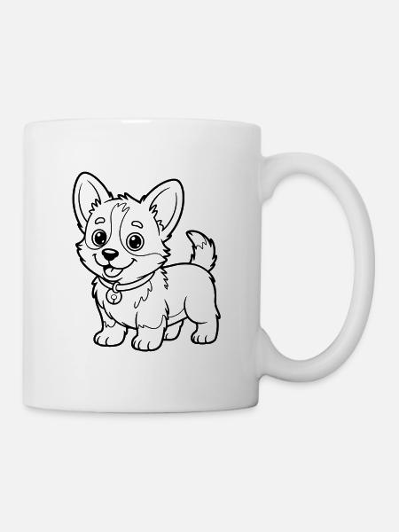 Small Chow Pup Line Drawing - Mug - white