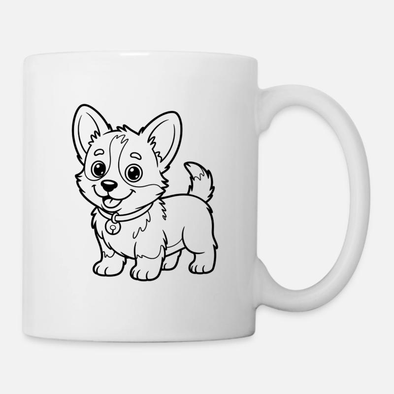 Small Chow Pup Line Drawing - Mug - white