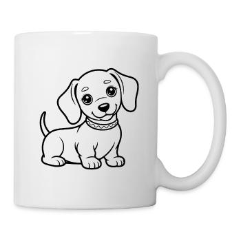 Dessin animé Chiot Câlin - Mug blanc - blanc - Droite