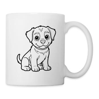 Kleiner Welpenumriss Illustration - Tasse - Weiß - Rechts
