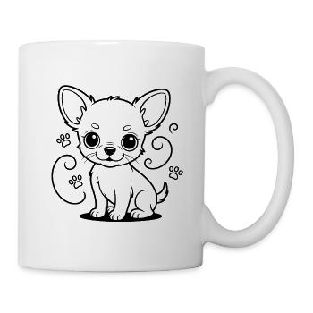 Chihuahua Strichzeichnung mit Pfoten - Tasse - Weiß - Rechts