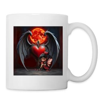 Cœur Ailé Sous la Lune Rouge - Mug blanc - blanc - Droite