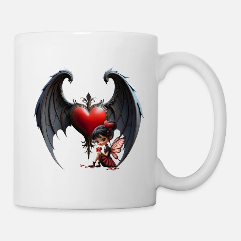 Schattenherz mit Fee - Tasse - Weiß