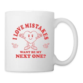 Love Mistakes – Funny Retro Pick-Up Line - Mug - white - Right
