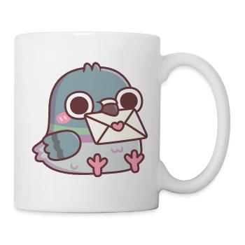 Süße Taube mit Liebesbrief - Tasse - Weiß - Rechts