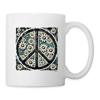 Daisy Peace Blumenemblem - Tasse - Weiß - Rechts