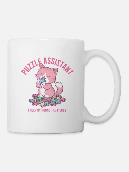 Puzzle Assist und Katzenzitat - Tasse - Weiß