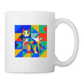 Geometrische Katzenmosaik - Tasse - Weiß - Rechts