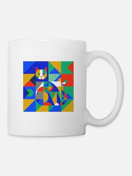 Geometric Cat Mosaic - Mug - white