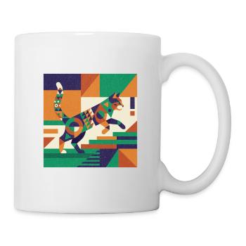 Geometrischer Tiger Farbspiel - Tasse - Weiß - Rechts