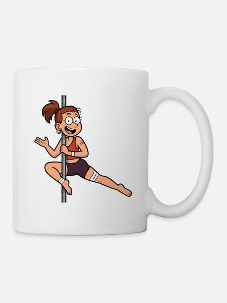 Pole Dance Cartoon – Lustige Dancerin - Tasse - Weiß