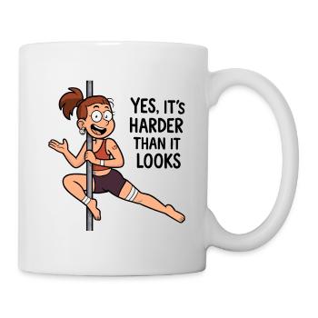 Pole Dance Cartoon – Harder Than It Looks - Tasse - Weiß - Rechts