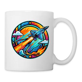 Neon Nozzles Jet in Fire Circle Retro Space Rocket - Mug - white - Right