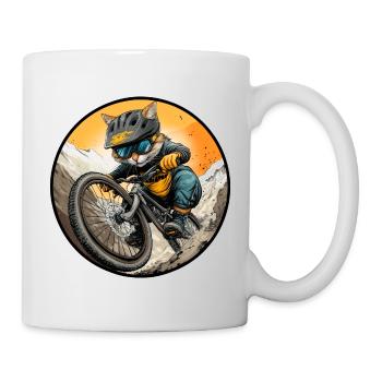 Cat Biker / MTB Kitten - Mug - white - Right