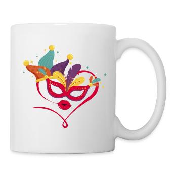 Carnival mask with colorful feathers - Mug - white - Right